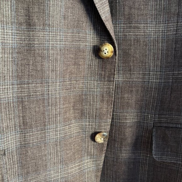 $2000 Canali Brown Plaid Check Tweed Linen Wool Sport Coat / Blazer - 46 - Picture 5 of 12